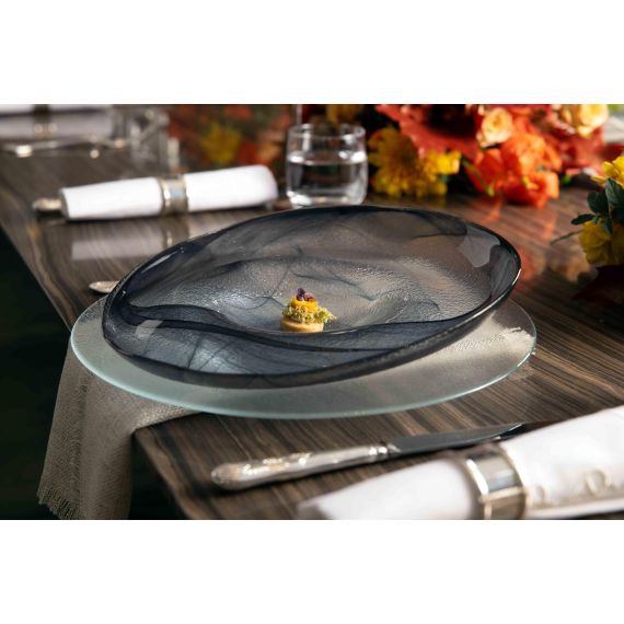 Тарелка d 21 см, h 6 см, стекло, серия Ola, цвет бело-черный, ArdaCam, изображение 5