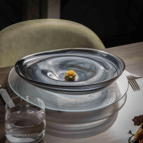 Тарелка d 21 см, h 6 см, стекло, серия Ola, цвет бело-черный, ArdaCam, изображение 2