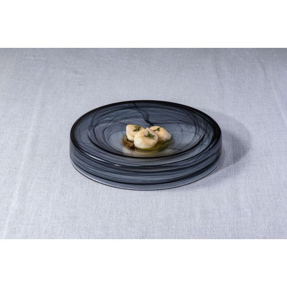 Салатник d 21 см, h 4,5 см, стекло, серия Hollow, цвет бело-черный, ArdaCam