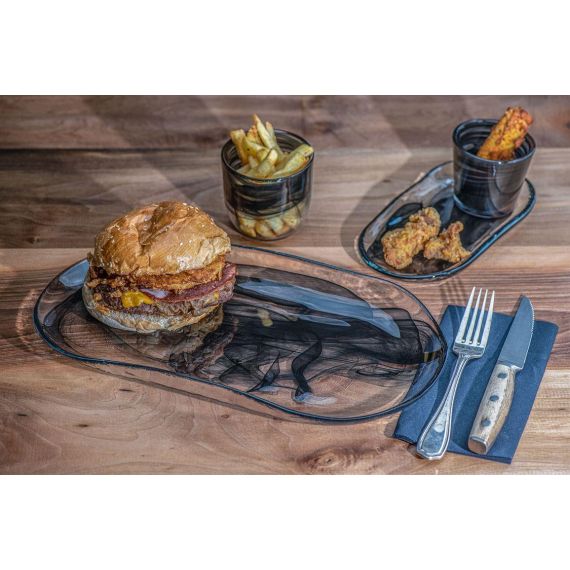 Тарелка овальная 27,5x14,5 см, h 2,5 см, стекло, серия Atlas, цвет бело-черный, ArdaCam, изображение 3 Тарелка овальная 27,5x14,5 см, h 2,5 см, стекло, серия Atlas, цвет бело-черный, ArdaCam, изображение 3