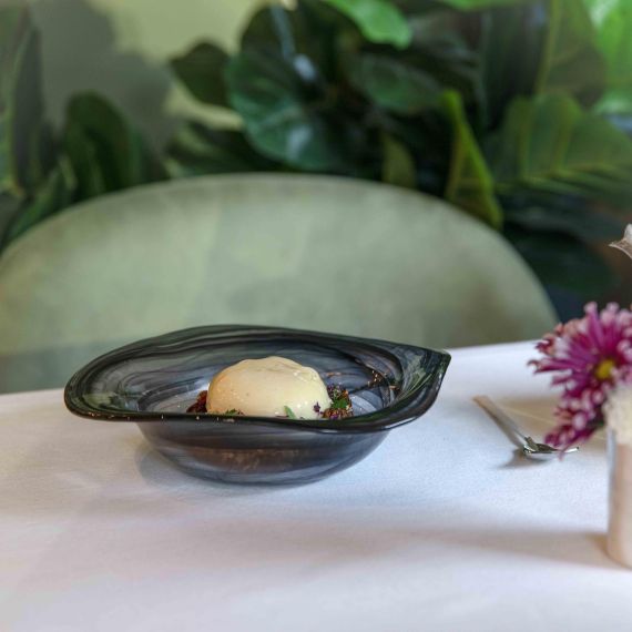 Тарелка глубокая d 21 см, h 5 см, стекло, серия Helix, цвет черно-белый, ArdaCam Тарелка глубокая d 21 см, h 5 см, стекло, серия Helix, цвет черно-белый, ArdaCam