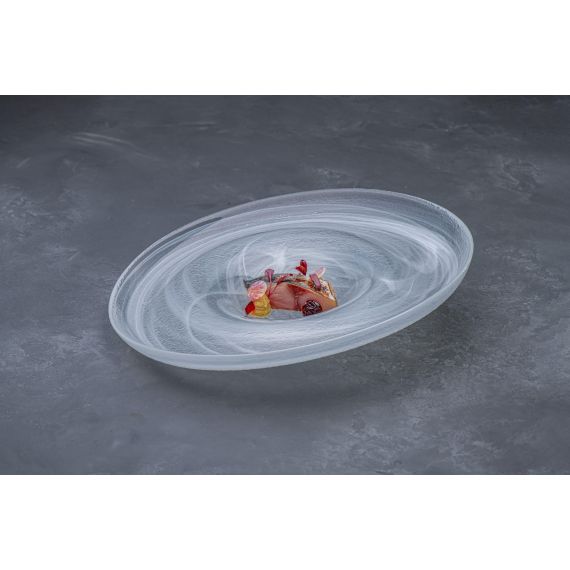 Тарелка d 21 см, h 6 см, стекло, серия Ola, цвет белый, ArdaCam