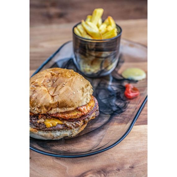 Тарелка овальная 27,5x14,5 см, h 2,5 см, стекло, серия Atlas, цвет бело-черный, ArdaCam, изображение 4 Тарелка овальная 27,5x14,5 см, h 2,5 см, стекло, серия Atlas, цвет бело-черный, ArdaCam, изображение 4