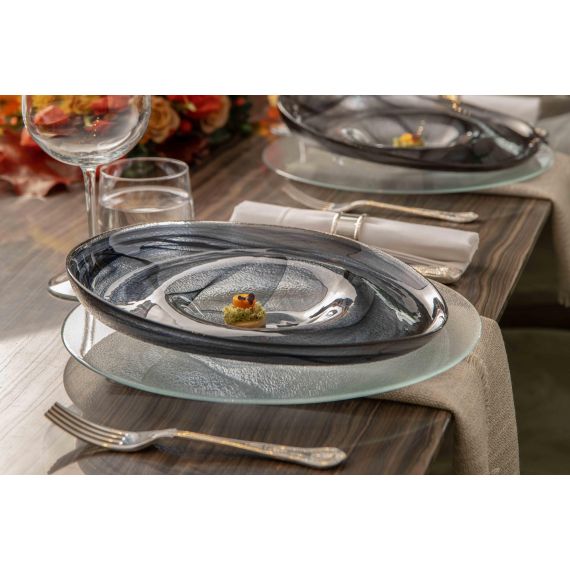 Тарелка d 21 см, h 6 см, стекло, серия Ola, цвет бело-черный, ArdaCam, изображение 3