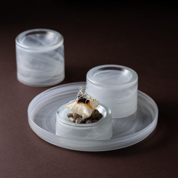 Салатник d 15 см, h 4 см, стекло, серия Hollow, цвет бело-черный, ArdaCam, изображение 2